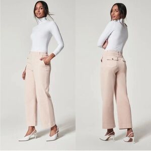 Spanx Twill Stretch Wide Leg Pale Pink Jeans Womens Medium